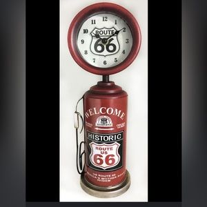 Route 66 Petrol Bowser Clock Red